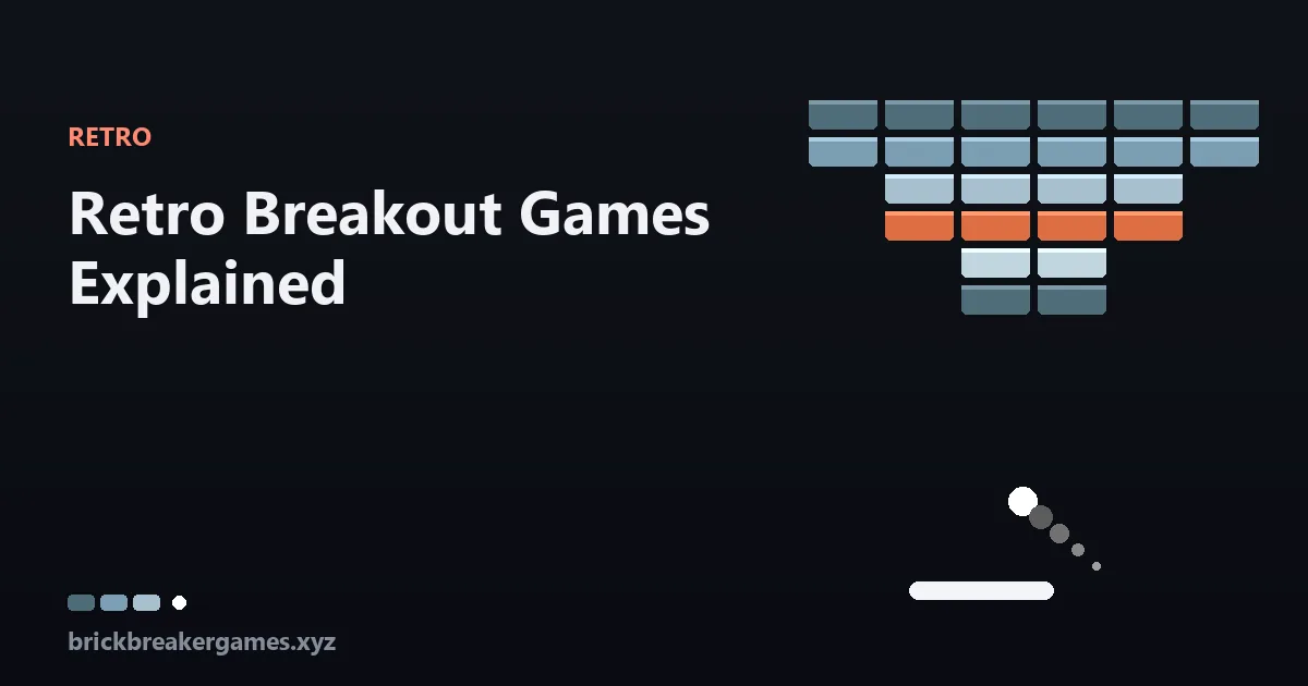 Retro styled brick breaker screen with flat coloured bricks on a black background